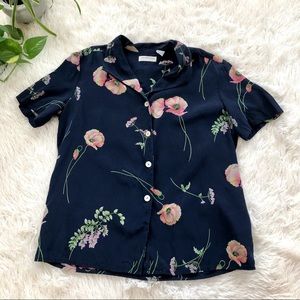 Rare Vintage Silk Floral Print Botanical Blouse